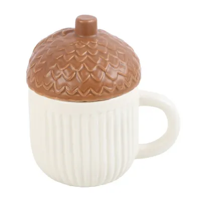 Image de Something Different - Gobelet avec couvercle "Autumn", gland SD6175 (taille unique) (Blanc/Brun)