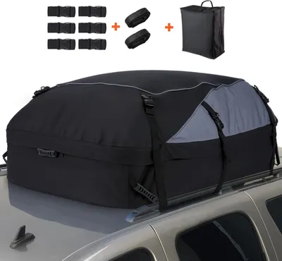 Image de Coffre de toit pliable pour voiture 585L, 130 x 100 x 45 cm, tissu Oxford 900D imperméable, noir