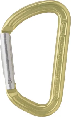 Polierter Aluminium-Karabiner von Austri Alpin; geeignet für Klettern; in gelber Farbe.