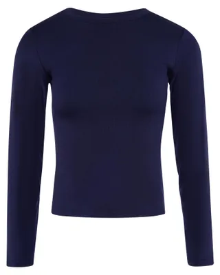 Produktbild von Damen Bluse mit langen Ärmeln und Rundhalsausschnitt in Blau, Größe S