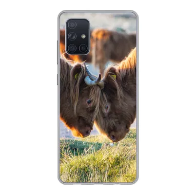 Produktbild von MuchoWow® Handyhülle Schutzhülle Hülle für Samsung Galaxy A51 5G Schottische Highlander - Tiere - Sonne Silikon Softcase Handy Hülle - Abbildung