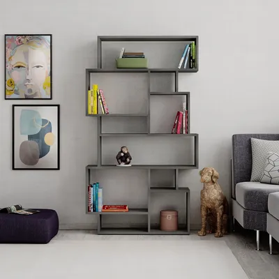 Zdjęcie produktu dla DECORTIE Karmato Nowoczesny regał Retro Szary 96 x 26 x 169 cm