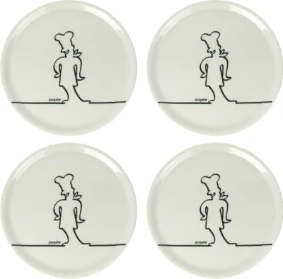 Produktbild von 4er Set Saturnia Pizzateller Ø31cm aus Porzellan mit lustigem Koch-Motiv