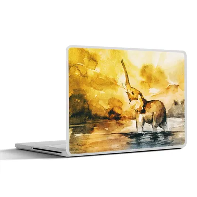 Produktbild von MuchoWow® Laptop Aufkleber Sticker Cover Elefant - Aquarellfarbe - Wasser 31x22.5 cm - Laptop-Deko