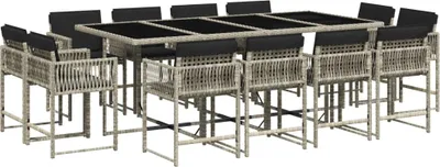 Immagine prodotto di Set da Pranzo da Giardino 13pz con Cuscini Grigio in Polyrattan