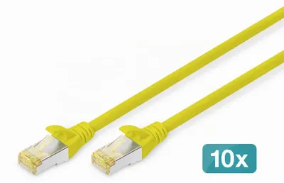 Produktbild von Digitus CAT 6A S/FTP Patchkabel, 10 Stück, 1 m, Cat6a, S/FTP (S-STP), RJ-45, RJ-45, Gelb
