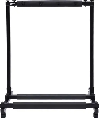 Image de Support pour guitare - Rack pour guitare - Pour trois guitares - Pieds réglables - Fer - Mousse EVA - Gris