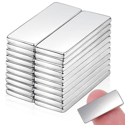 Produktbild von 20 Stück 20x8x1,5 mm starke Neodym-Magnete, extra starke, kleine rechteckige Mini-Magnete für Magnettafeln, Whiteboards, Kühlschränke und Fotomagnete
