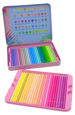 Zdjęcie produktu dla Zestaw 50 kredek dla dziewczynek w magnetycznym pudełku - Plameňák