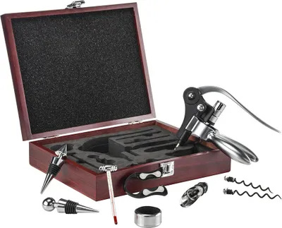 Produktbild von Weinset, 10-teilig, Thermometer, Korkenzieher, Holzbox