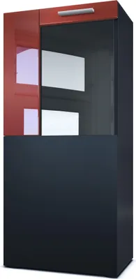 Produktbild von Vladon Stand-/Hänge Vitrine Movie, Schwarz matt/Bordeaux Hochglanz - Moderne Glasvitrine - (BxHxT): 50,5 x 111 x 32,5 cm