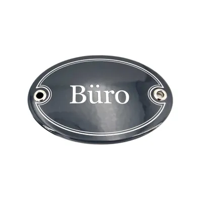 Produktbild von Emaille Türschild BÜRO oval 7x10 cm Schild Emailschild Vintage Metallschild - Blechschild - Küchendeko - Deko Retro Wandschild (Dunkelgrau)