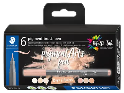 Produktbild von STAEDTLER Fasermaler pigment brush pen "Nudes & Beiges" 6 Stück im Kartonetui