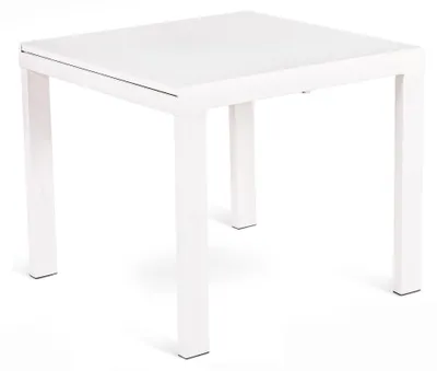 Immagine prodotto di Tavolo Allungabile 90/163,5x90x76 cm in Metallo con Top in Vetro Bianco