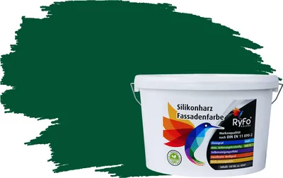 Produktbild von RyFo Colors Silikonharz Fassadenfarbe Lotuseffekt Trend Grüntöne Wacholdergrün 10l - bunte Fassadenfarbe, weitere Grün Farbtöne und Größen erhältlich, Deckkraft Klasse 1