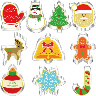 10-teiliges Weihnachts-Ausstechform-Set aus Edelstahl