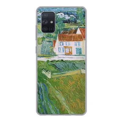 Produktbild von MuchoWow® Handyhülle Schutzhülle Hülle für Samsung Galaxy A71 Landschaft mit Kutsche und Zug - Vincent van Gogh Silikon Softcase Handy Hülle - Kartenbesitzer