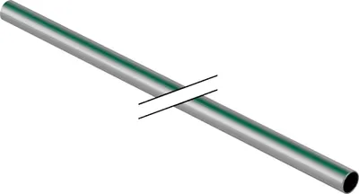 A silver pipe with a green stripe running down its length, shown on a white background.
