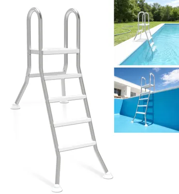 Produktbild von JOIEYOU Edelstahl Poolleiter 4 Stufen rutschfest für Gartenpool & Whirlpool, 150 kg Tragkraft, Handlauf, wetterfest, langlebig