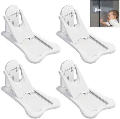 Produktbild von Kinderbeveiligingssystem, 4-pack schuifdeursloten, veiligheitsschloss, koelkastschloss, schuifdeurschloss, kindersicherung, schuifdeurschloss für Fenster, weiß
