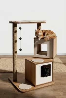 Produktbild von Kratzbaum Groß XXL Kletterbaum mit Höhle Kratzsäulen Katzenbaum Stabil mehrstöckiges Katzenhaus Katzenmöbel Holzoptik Seegras