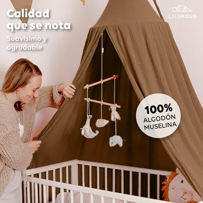 Imagen del producto de Dosel nougat sin aplicación dorada - Cielo de cama para habitación infantil