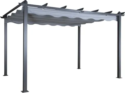 Produktbild von FURNLUX Aussenpergola Lazio Grau Und Schwarz 395cm / Hauptfarbe: Grau / Abmessungen: 395 x 295 x 245 cm