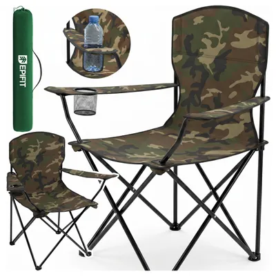 Produktbild von Campingstuhl Outdoor Klappstuhl mit Getränkehalter und Tragetasche leicht kompakt bequem 120kg Moro bequeme Armlehnen