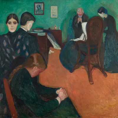 Produktbild von Edvard Munch Kunstdruck Bild - Der Tod Im Krankenzimmer, 1893 (100 x 100 cm)