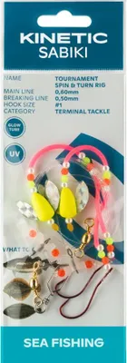 Produktbild von Kinetic Sabiki Tournament Spin&Turn #1 Chartreuse/Pink Plattfisch Scholle Flunder Vorfach Rig system