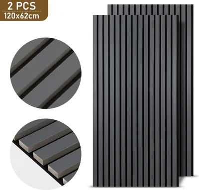 Produktbild von TolleTour Akustikpaneel Wandverkleidung 120x60x2.1cm MDF Akustikpaneele Wandpaneele 2x Grau