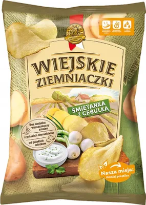 Zdjęcie produktu dla Chipsy ziemniaczane o smaku śmietany i cebuli 130 g
