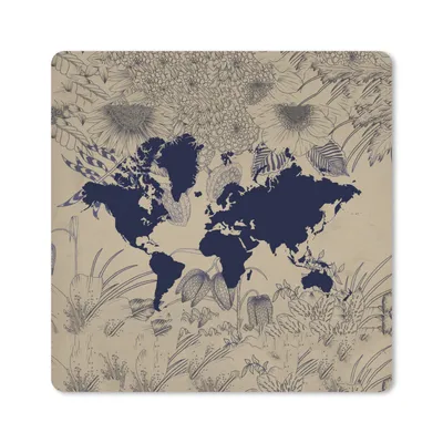 Produktbild von MuchoWow® Mauspad Mousepad Weltkarte - Pflanzen - Lila 20x20 cm - Mousepads - Maus Mat - Pad - Mausunterlage - Desk Mat - Bureauartikeln