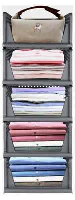 Produktbild von 5 Stück stapelbare Schubladen für Kleiderschränke, Aufbewahrung für Schrank, Küche, Badezimmer, Schlafzimmer (Grau, 5 Stück, 33 x 42 x 90 cm)