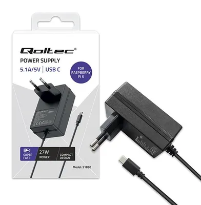 Image de Qoltec Super FAST PD charger for Raspberry PI 5 USB