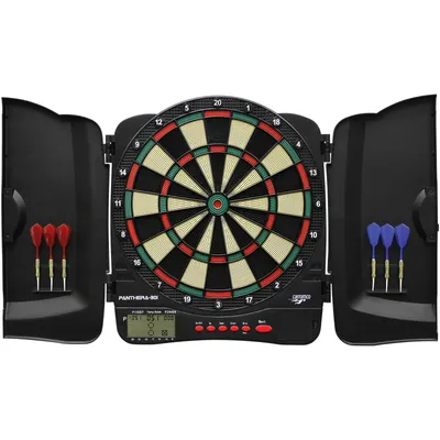Produktbild von Carromco Elektronik Dart Kabinett Panthera-301 4-Loch Abstand rot-grün-beige-schwarz 8 Spieler mit Softdarts 32 Spiele 500 Variationen (inkl. Cricket)