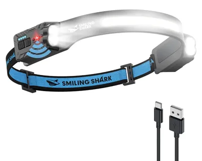 Productafbeelding van Smiling Shark hoofdlamp, 2400mAh, ultrahelder, oplaadbaar, witte LED