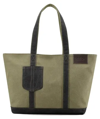 Image de Grand sac cabas en toile pour femmes - Plusieurs poches, fermeture éclair