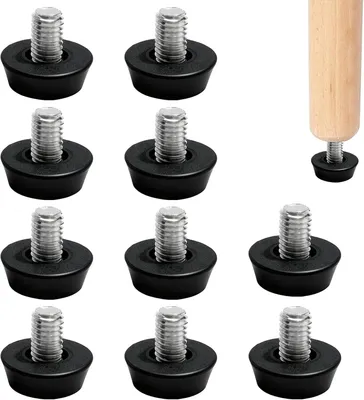 Produktbild von 10 Stück Nivellierfüße, M8 x 10 mm, Verstellbare Möbelfüße in Schwarz