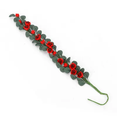 Imagen del producto de Flores para casas de muñecas, decoración de jardín para casas de muñecas, ramo largo para casas de muñecas, guirnalda de mini rosas, accesorios decorativos para casas de muñecas