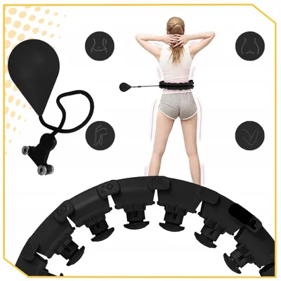 Zdjęcie produktu dla Hula-Hoop – obciążony pierścień fitness – regulowany – podzielony – do treningu mięśni brzucha – czarny