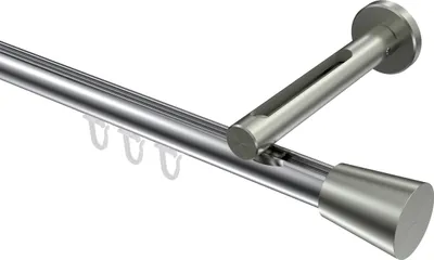Produktbild von Interdeco Innenlaufstange / Gardinenstange mit Innenlauf Chrom / Edelstahl-Optik, Typ Siteno Sitra (Konus), 20 mm Ø 1-läufig, 160 cm