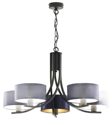 Immagine prodotto di Lampadario ARTHUR nero e blu scuro 5xE27x40W in metallo, dimensioni: 71x75x75 cm, IP20, Jupiter