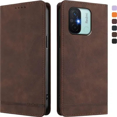 Image de Etui pour Xiaomi Poco C55/Redmi 11A/12C, étui rétro en cuirPolyuréthaneavec support et fentes pour cartes Marron