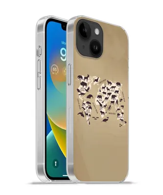 Produktbild von MuchoWow® Handyhülle Schutzhülle Hülle für Apple iPhone 14 - Softcase Weltkarte - Tiere - Braun Silikon Softcase Handy Hülle - Mobiltelefonhülle