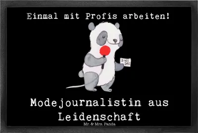 Produktbild von Mr. & Mrs. Panda fußmatte Modejournalistin Leidenschaft 40 x 60 cm - Schwarz - Geschenk, Schmutzmatte, Schmutzfangmatte, Eingangsmatte, Fußabstreifer, Spruch, Witzig