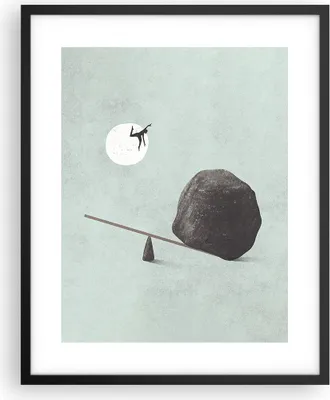 Produktbild von Gerahmtes Poster - Schwarzer Rahmen - Stein Hebel Physik - 40x50 cm - Wand Bild - Wanddeko - Wandbilder - Kunstposter - Wandposter - Bilderrahmen - Bilder - Kunstdruck - P2BPA40x50-4755