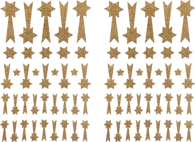 Produktbild von Oblique Unique 74 Sternschnuppen Sticker Glitzer Schnuppen Stern Aufkleber für Weihnachten zum Dekorieren Spielen Basteln Scrapbooking - champagner