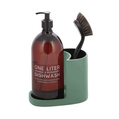 Produktbild von LS-LebenStil Spülbecken Organizer Leaf Grün Keramik Küche Waschbecken Schwammhalter Utensilienhalter Besteckkorb Besteckständer Stifte-Halter
