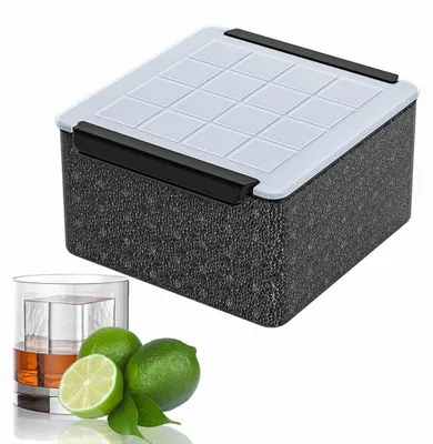 Immagine prodotto di Contenitore trasparente per cubetti di ghiaccio, con capacità per 16 cubetti, dimensioni 4,3 x 5,1 cm